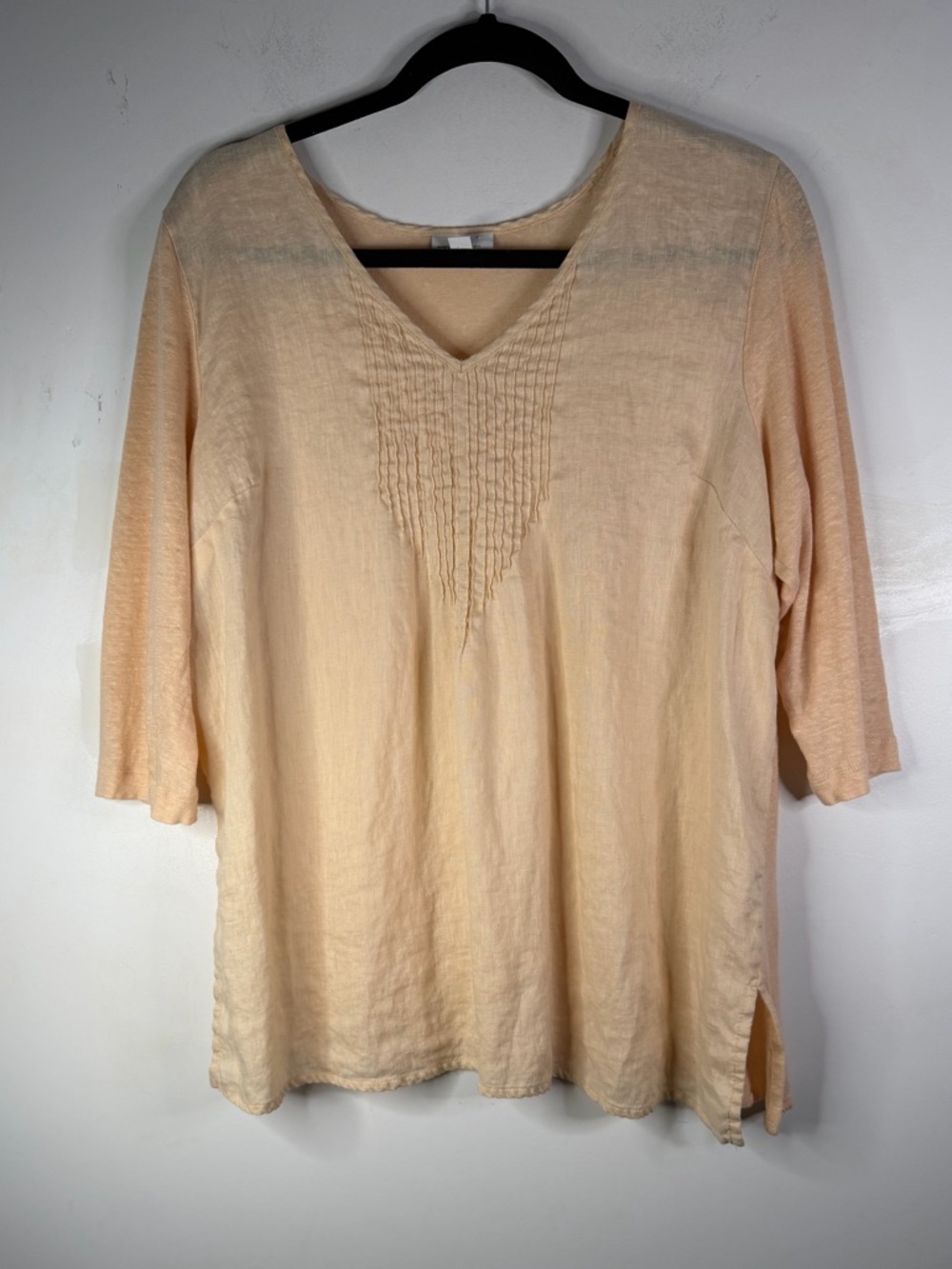 J.Jill Light Peach V-Neck Linen Top